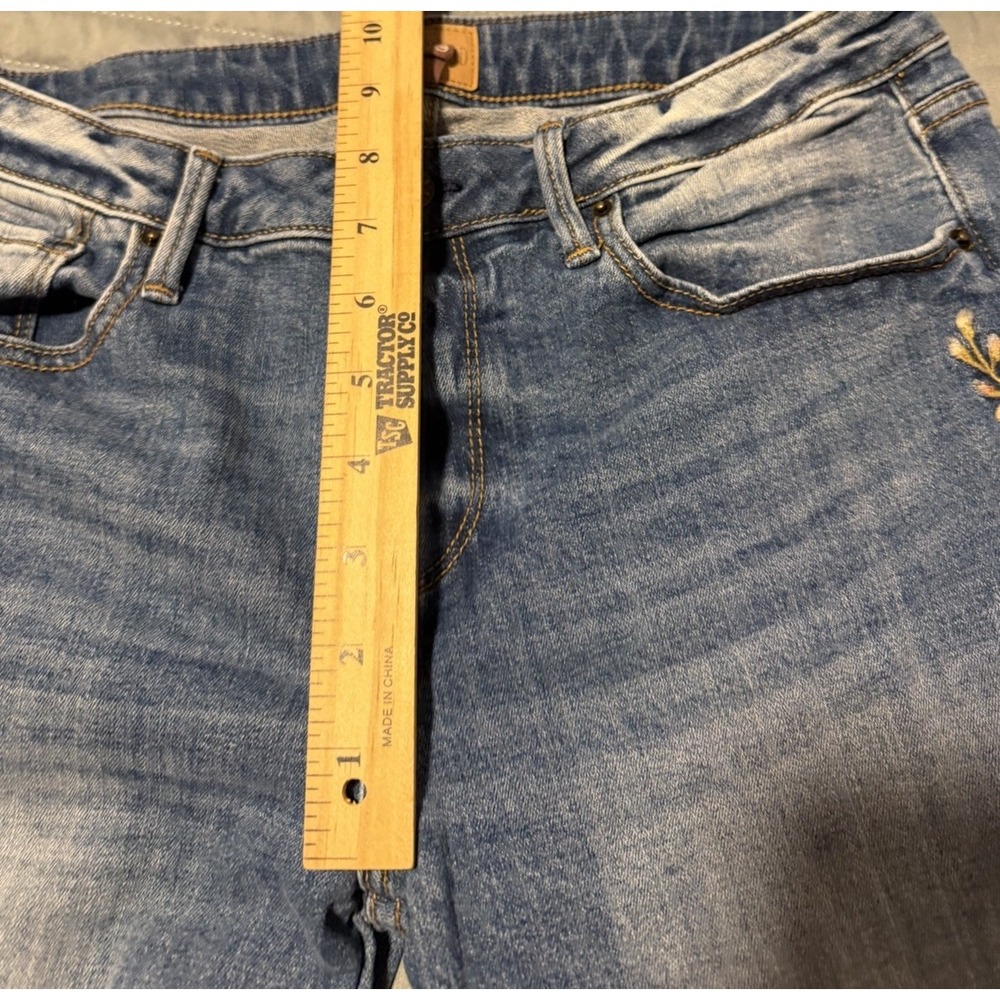 Driftwood Kelly Jeans Womens 30 Floral Embroidered Bootcut Blue Stretch Boho - Picture 9 of 13